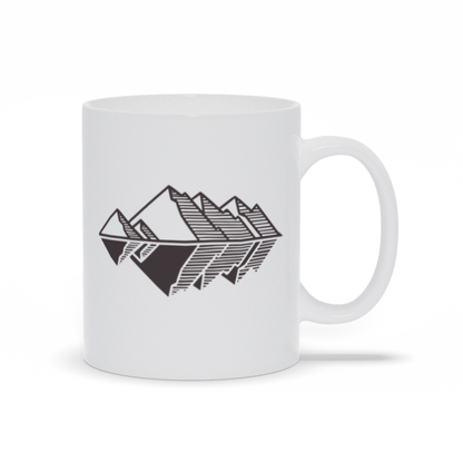 Mountain Coffee Mug - Line Drawing Mountain Landscape with Reflection Coffee Mug