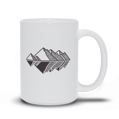 Mountain Coffee Mug - Line Drawing Mountain Landscape with Reflection Coffee Mug