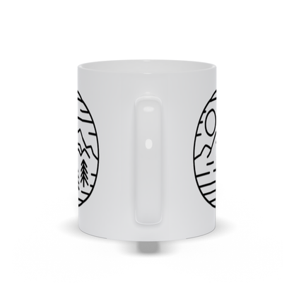 Mountain Coffee Mug - Line Art Drawing Mountain Landscape Scene Coffee Mug