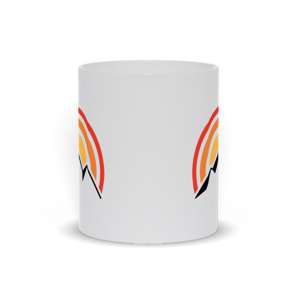 Mountain Coffee Mug - Abstract Mountain Drawing with Sunrise Coffee Mug