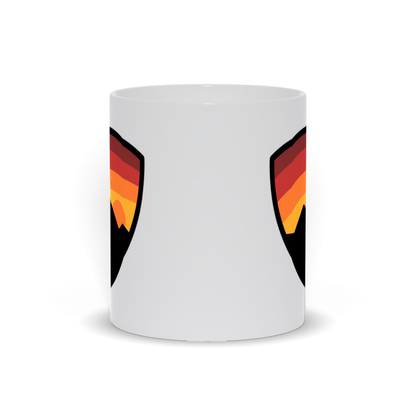 Mountain Coffee Mug - Dark Mountain with Sunset Shield Coffee Mug