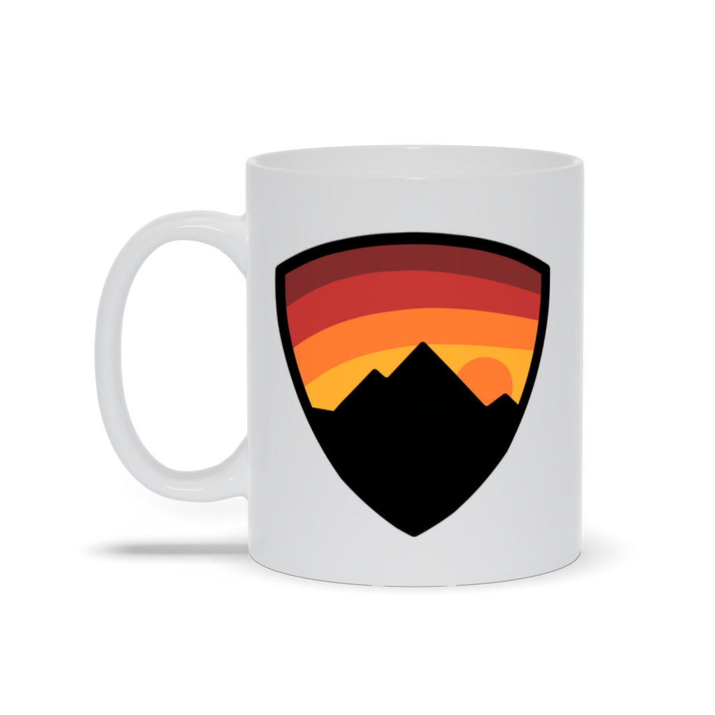 Mountain Coffee Mug - Dark Mountain with Sunset Shield Coffee Mug