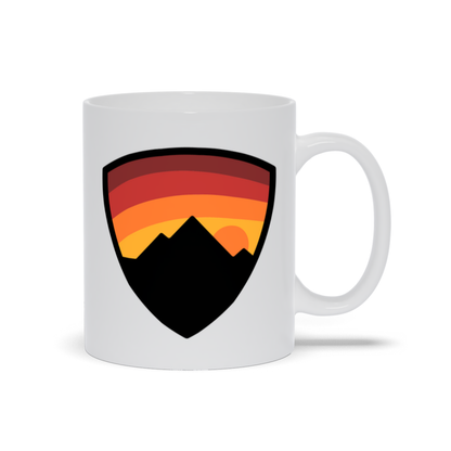 Mountain Coffee Mug - Dark Mountain with Sunset Shield Coffee Mug