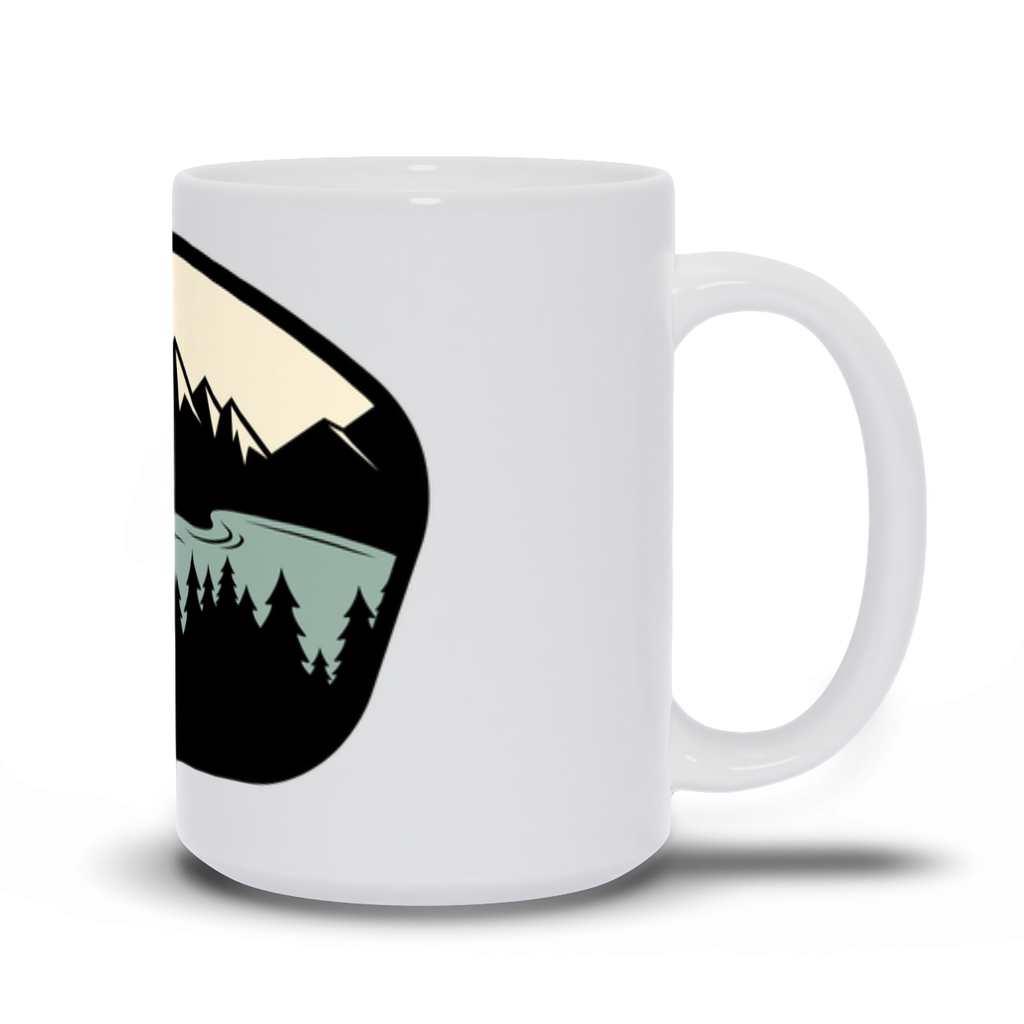 Mountain Coffee Mug - Pastel Image Mountain Landscape with Lake View Coffee Mug
