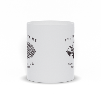 Mountains are Calling Coffee Mug - Mountain Line Art with Reflection