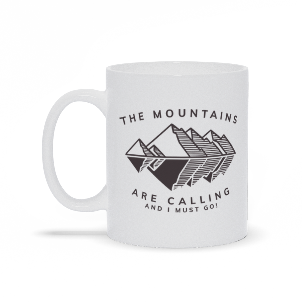 Mountains are Calling Coffee Mug - Mountain Line Art with Reflection