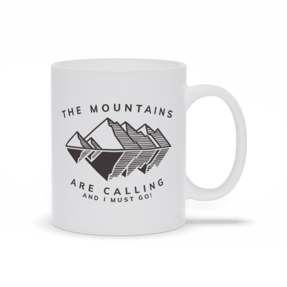 Mountains are Calling Coffee Mug - Mountain Line Art with Reflection