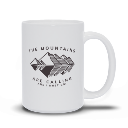 Mountains are Calling Coffee Mug - Mountain Line Art with Reflection