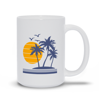 Outdoor Coffee Mug - Palm Trees, Seabirds and Sunsets Coffee Mug