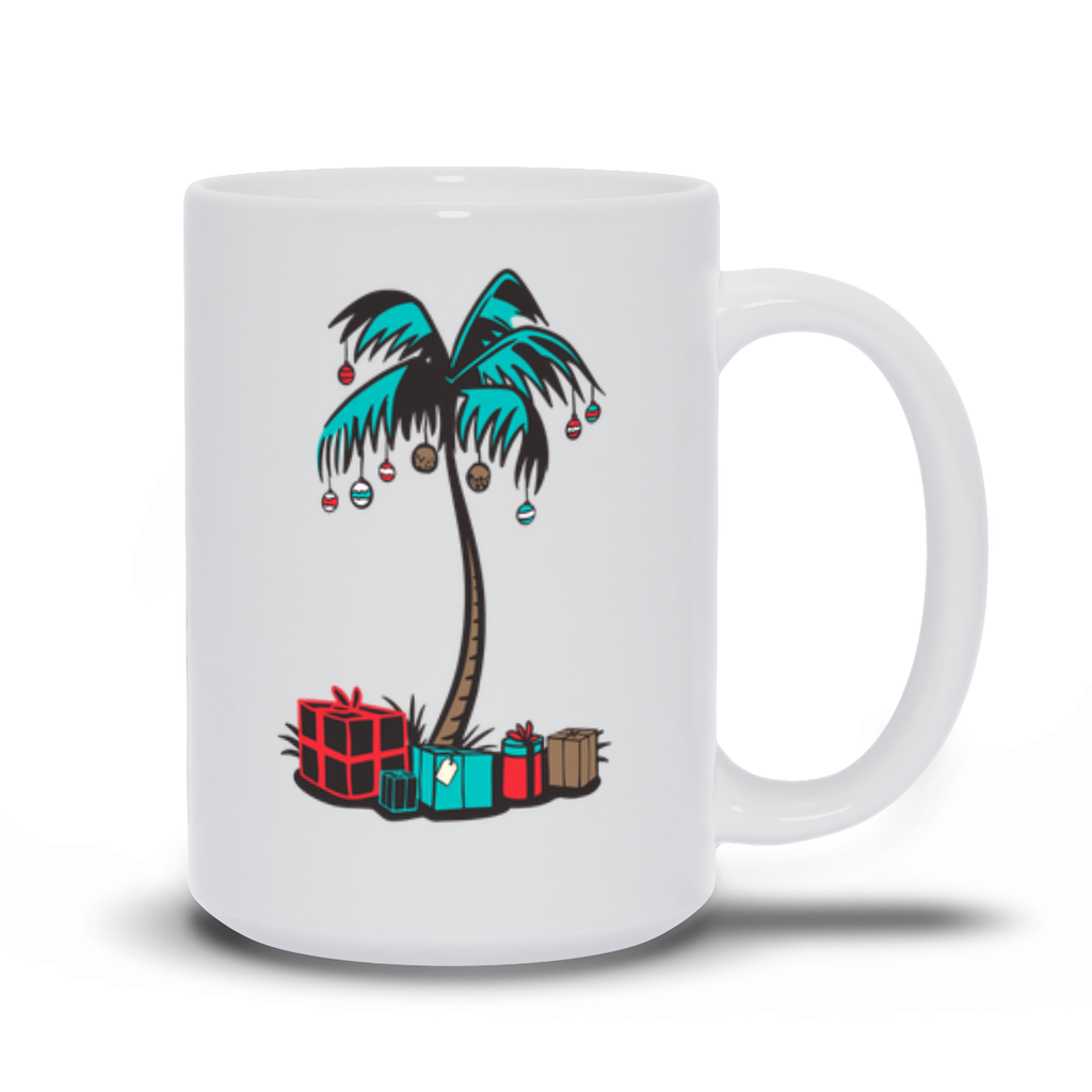 Palm Tree Coffee Mug = Christmas Palm Tree with Presents Coffee Mug