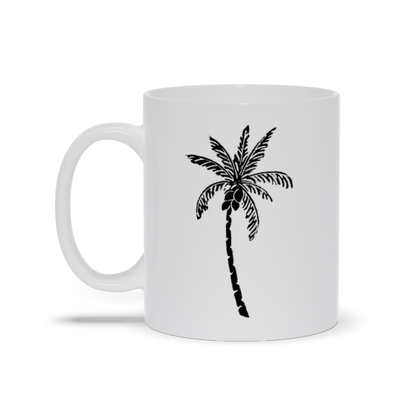 Palm Tree Coffee Mug - Palm Tree with Coconuts Drawn on Coffee Mug