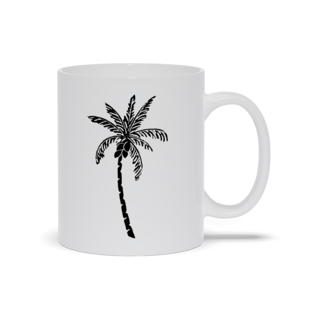 Palm Tree Coffee Mug - Palm Tree with Coconuts Drawn on Coffee Mug