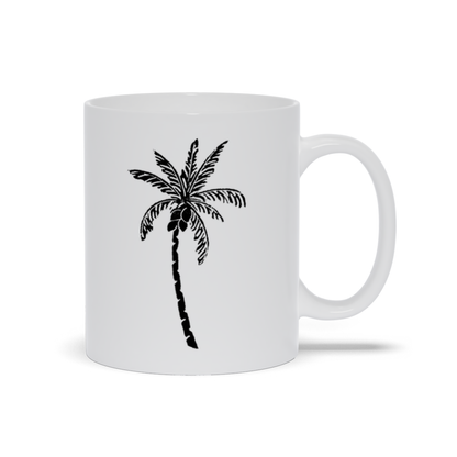 Palm Tree Coffee Mug - Palm Tree with Coconuts Drawn on Coffee Mug