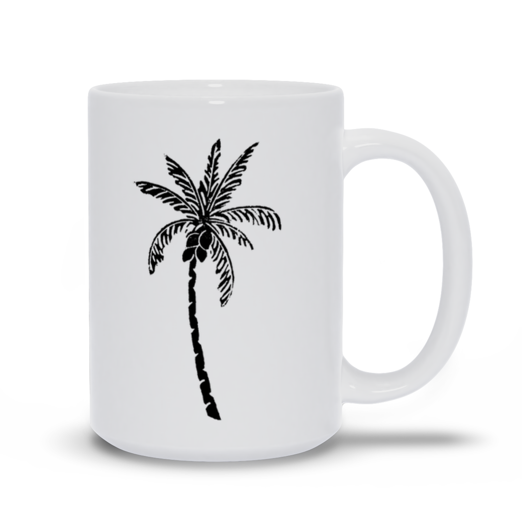 Palm Tree Coffee Mug - Palm Tree with Coconuts Drawn on Coffee Mug