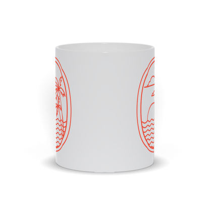 Palm Tree Coffee Mug - Line Art Palm Trees and Ocean Coffee Mug