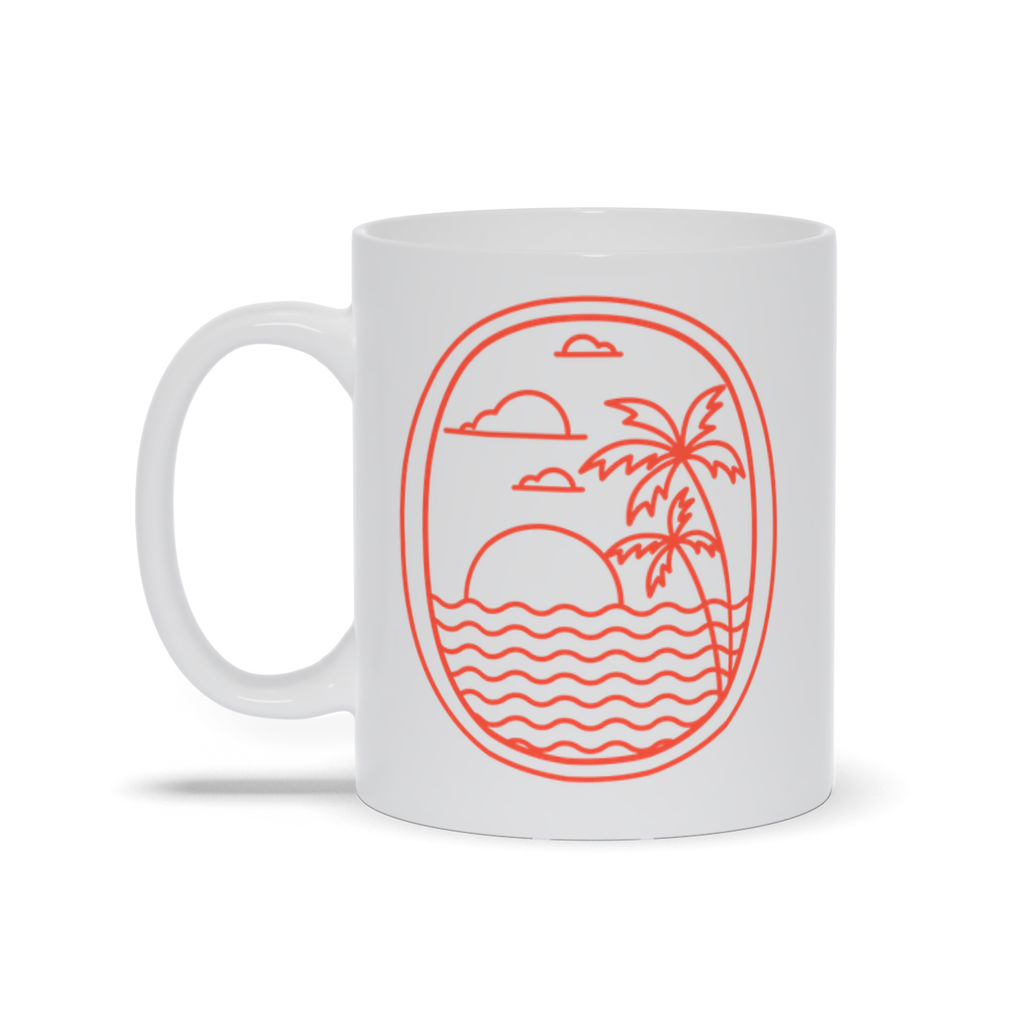 Palm Tree Coffee Mug - Line Art Palm Trees and Ocean Coffee Mug