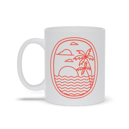 Palm Tree Coffee Mug - Line Art Palm Trees and Ocean Coffee Mug