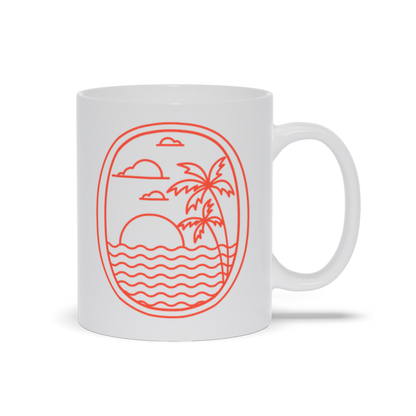 Palm Tree Coffee Mug - Line Art Palm Trees and Ocean Coffee Mug