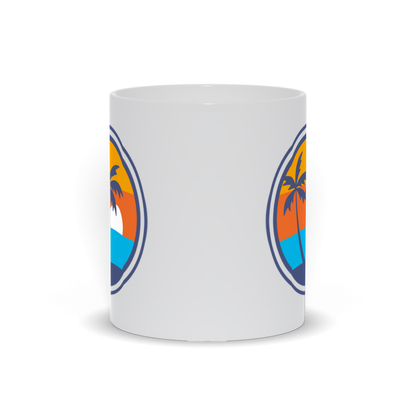 Palm Tree Coffee Mug - Abstract Drawing of Palm Tree on Beach Coffee Mug