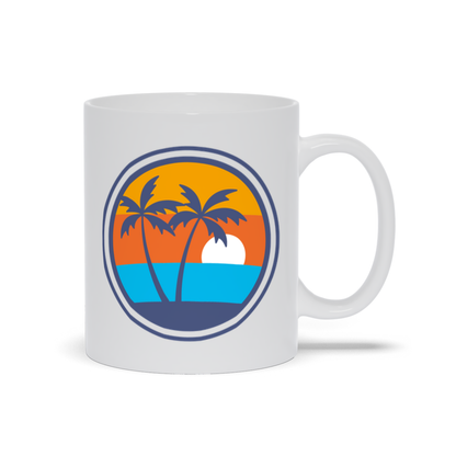 Palm Tree Coffee Mug - Abstract Drawing of Palm Tree on Beach Coffee Mug