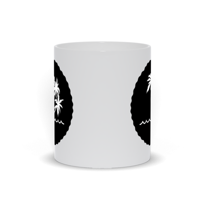 Palm Tree Coffee Mug - Palm Tree Over Water on Black Background Coffee Mug