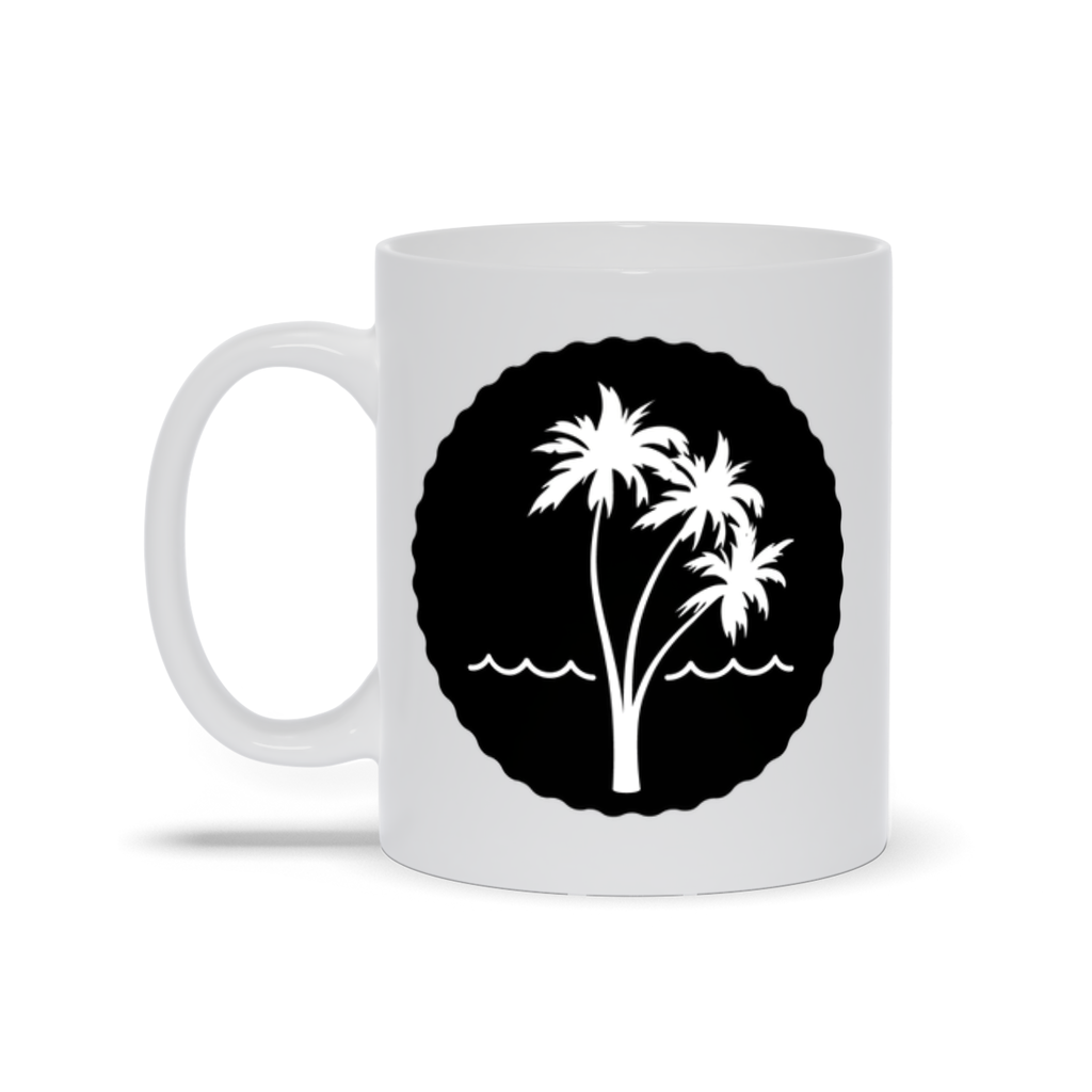 Palm Tree Coffee Mug - Palm Tree Over Water on Black Background Coffee Mug