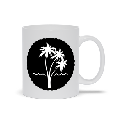 Palm Tree Coffee Mug - Palm Tree Over Water on Black Background Coffee Mug