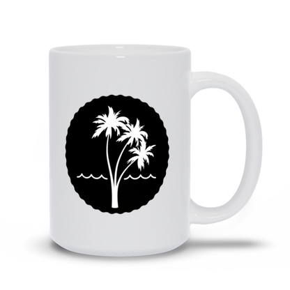 Palm Tree Coffee Mug - Palm Tree Over Water on Black Background Coffee Mug