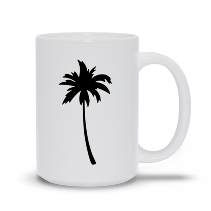 Palm Tree Coffee Mug - Black Palm Tree Image on Coffee Mug