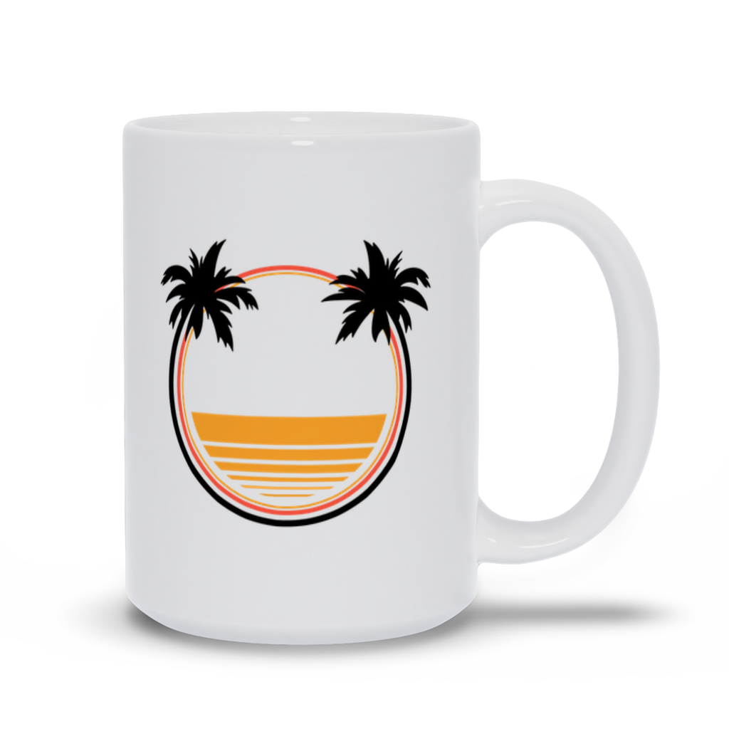 Palm Tree Coffee Mug - Two Palm Trees Over Water Coffee Mug