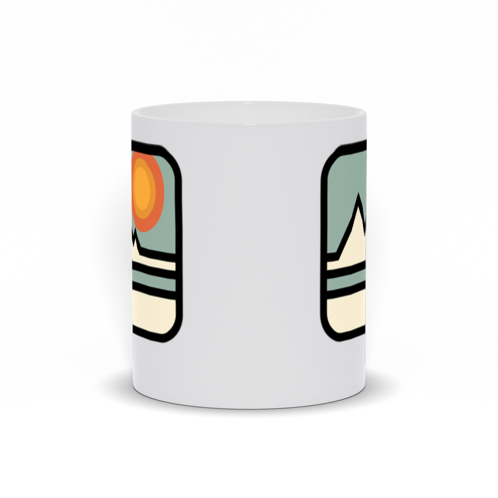 Mountain Coffee Mug - Pastel Abstract Drawing of Mountain Range with Sun Coffee Mug