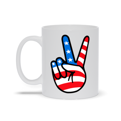 Political Coffee Mug - Peace Sign With American Flag Coffee Mug