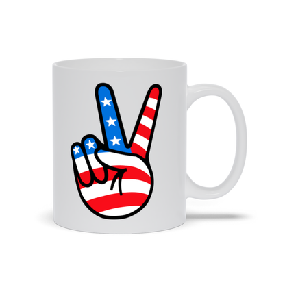 Political Coffee Mug - Peace Sign With American Flag Coffee Mug