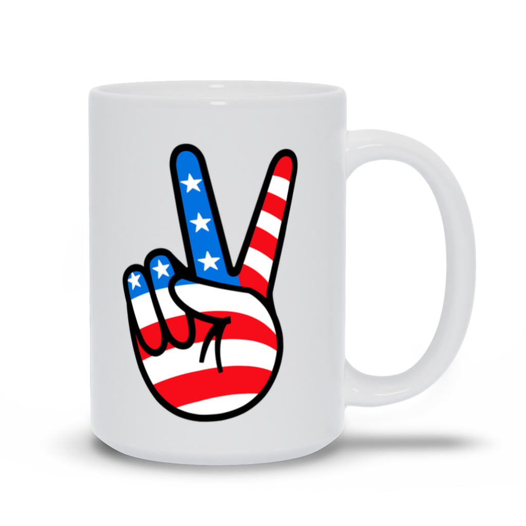 Political Coffee Mug - Peace Sign With American Flag Coffee Mug