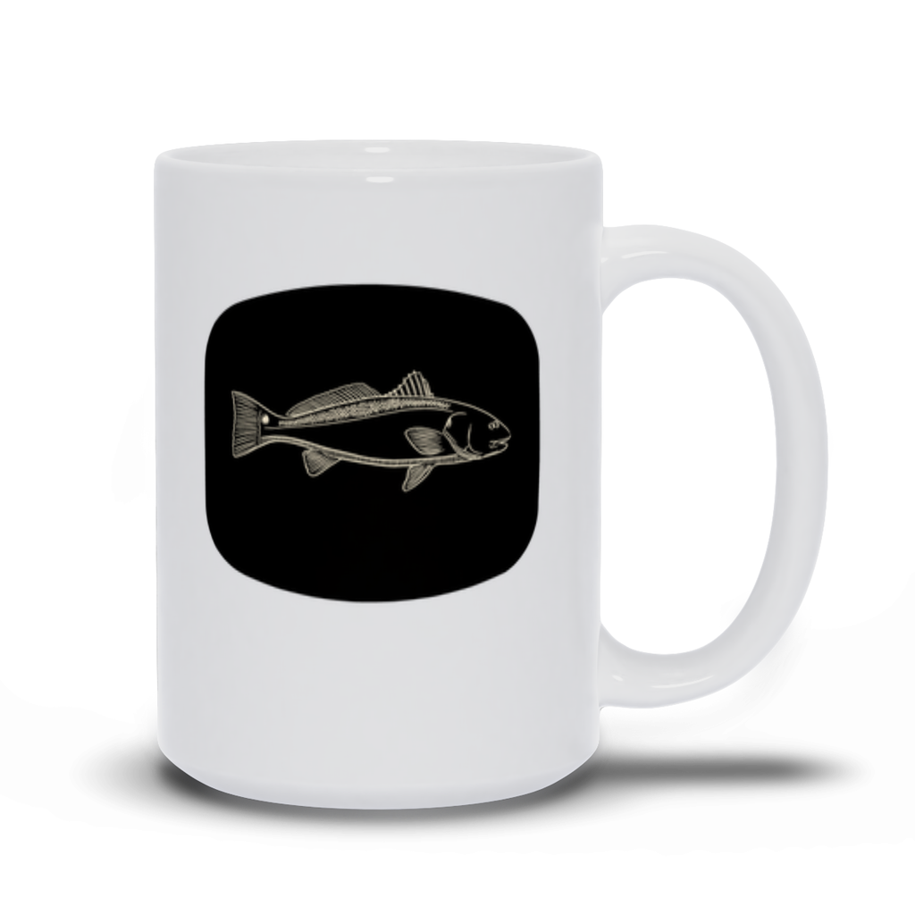 Fishing Coffee Mugs - Red Drum With Black Background Coffee Mug