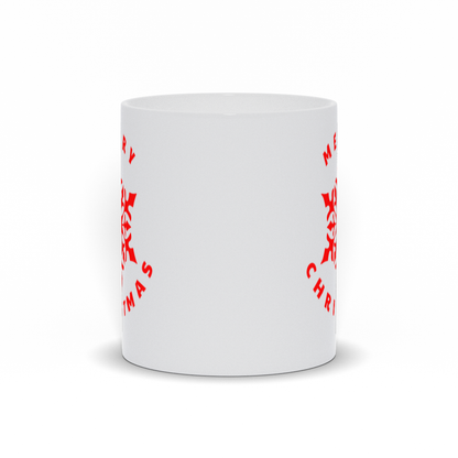 Holiday Coffee Mug - Red Winter Snowlflake with Merry Christmas Coffee Mug