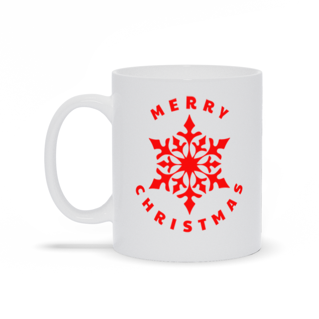 Holiday Coffee Mug - Red Winter Snowlflake with Merry Christmas Coffee Mug