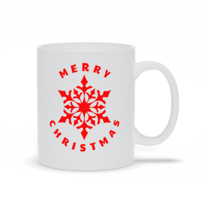 Holiday Coffee Mug - Red Winter Snowlflake with Merry Christmas Coffee Mug