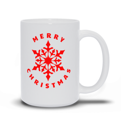 Holiday Coffee Mug - Red Winter Snowlflake with Merry Christmas Coffee Mug