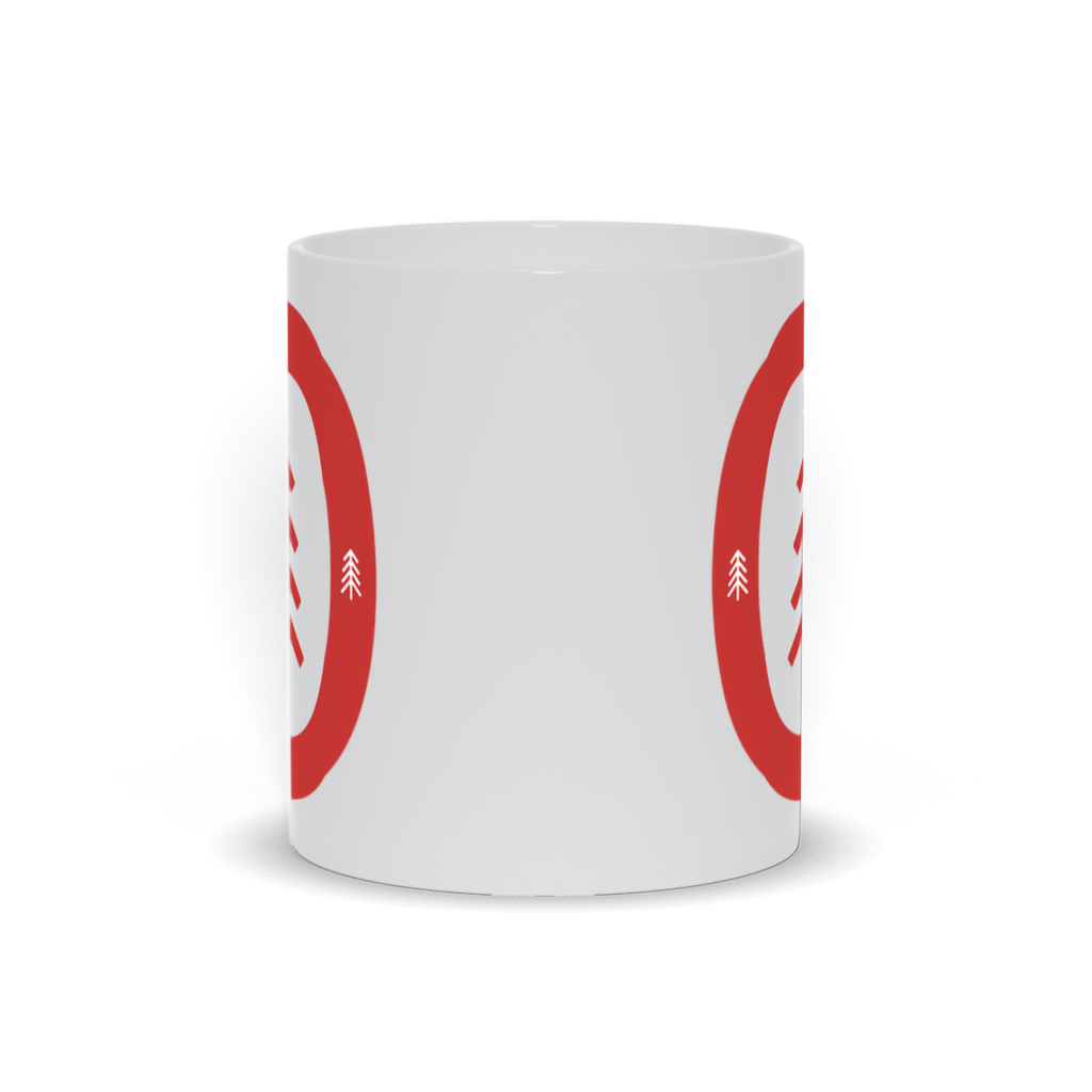 Tree Coffee Mug - Red Tree Surrounded by Border Coffee Mug