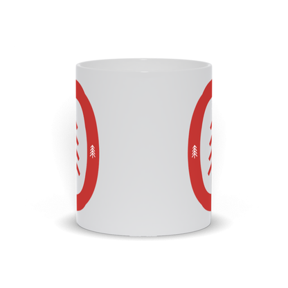 Tree Coffee Mug - Red Tree Surrounded by Border Coffee Mug