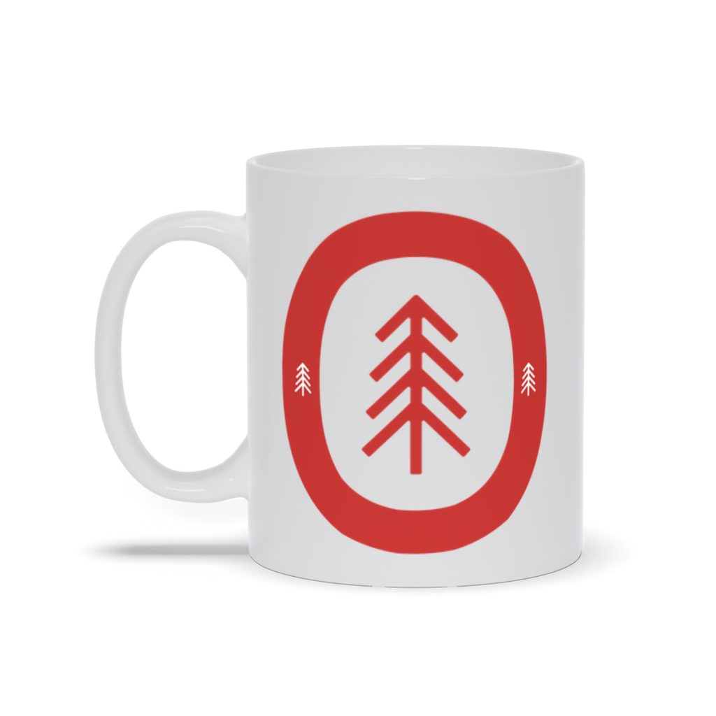 Tree Coffee Mug - Red Tree Surrounded by Border Coffee Mug