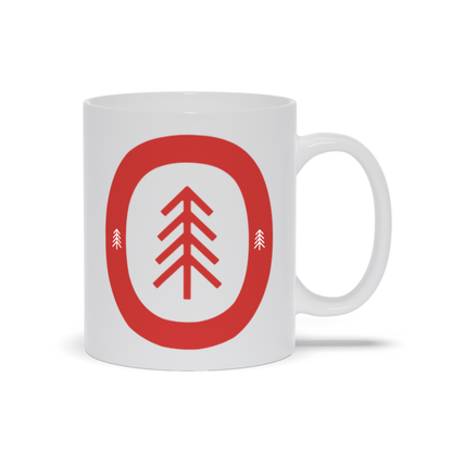 Tree Coffee Mug - Red Tree Surrounded by Border Coffee Mug