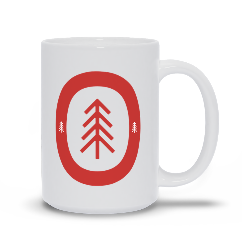 Tree Coffee Mug - Red Tree Surrounded by Border Coffee Mug