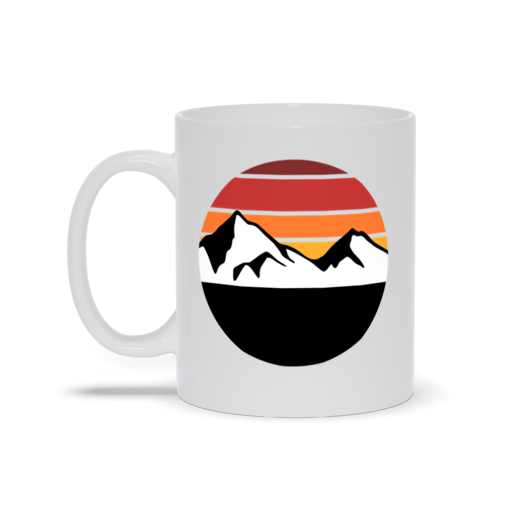 Mountain Coffee Mug - White Mountain Landscape with Sunset coffee mug