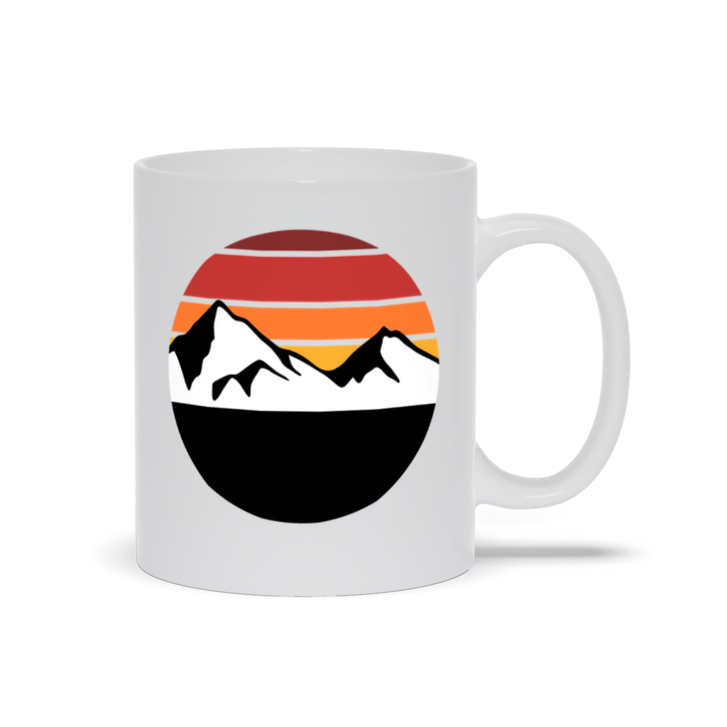 Mountain Coffee Mug - White Mountain Landscape with Sunset coffee mug