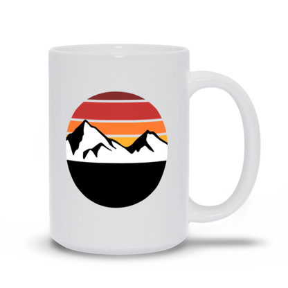 Mountain Coffee Mug - White Mountain Landscape with Sunset coffee mug