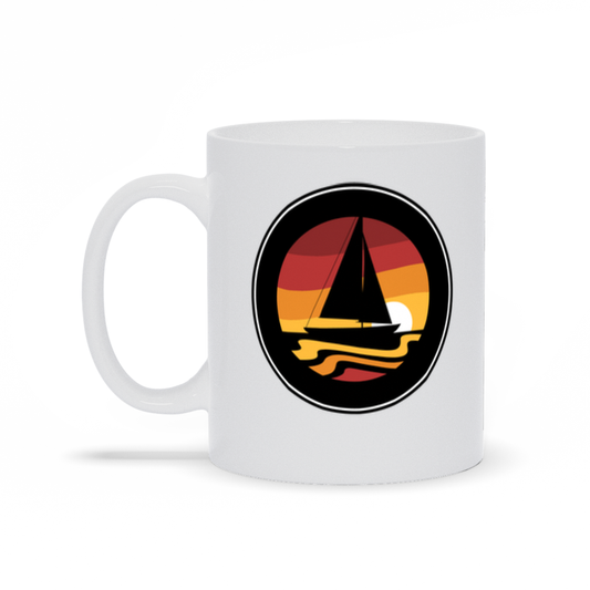 Boat Coffee Mug - Sailboat sailing in a sunset coffee mug