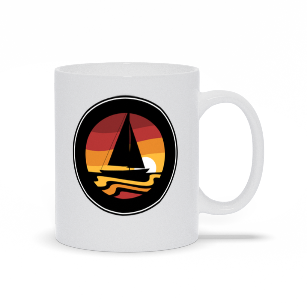 Boat Coffee Mug - Sailboat sailing in a sunset coffee mug