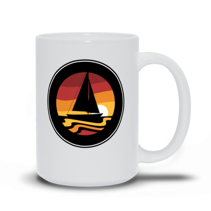 Boat Coffee Mug - Sailboat sailing in a sunset coffee mug